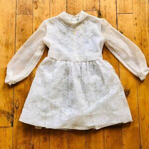 HOLLYWOOD Girls Dress Size 8 White Lace Lined VTG